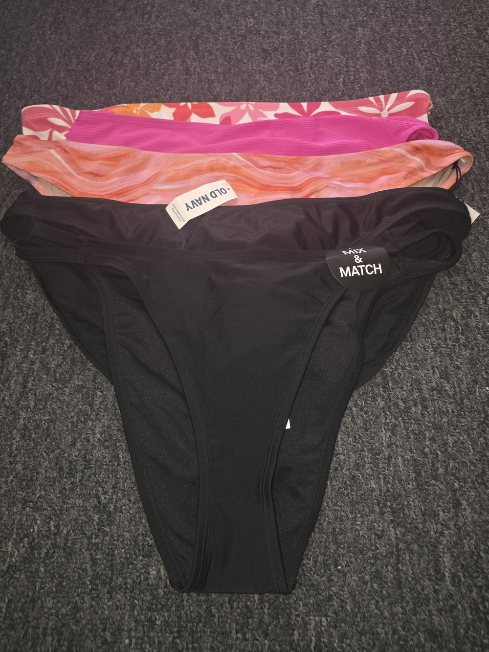 Various Women's Bikini Bottoms - Black, Pink & Coral 5-Pack